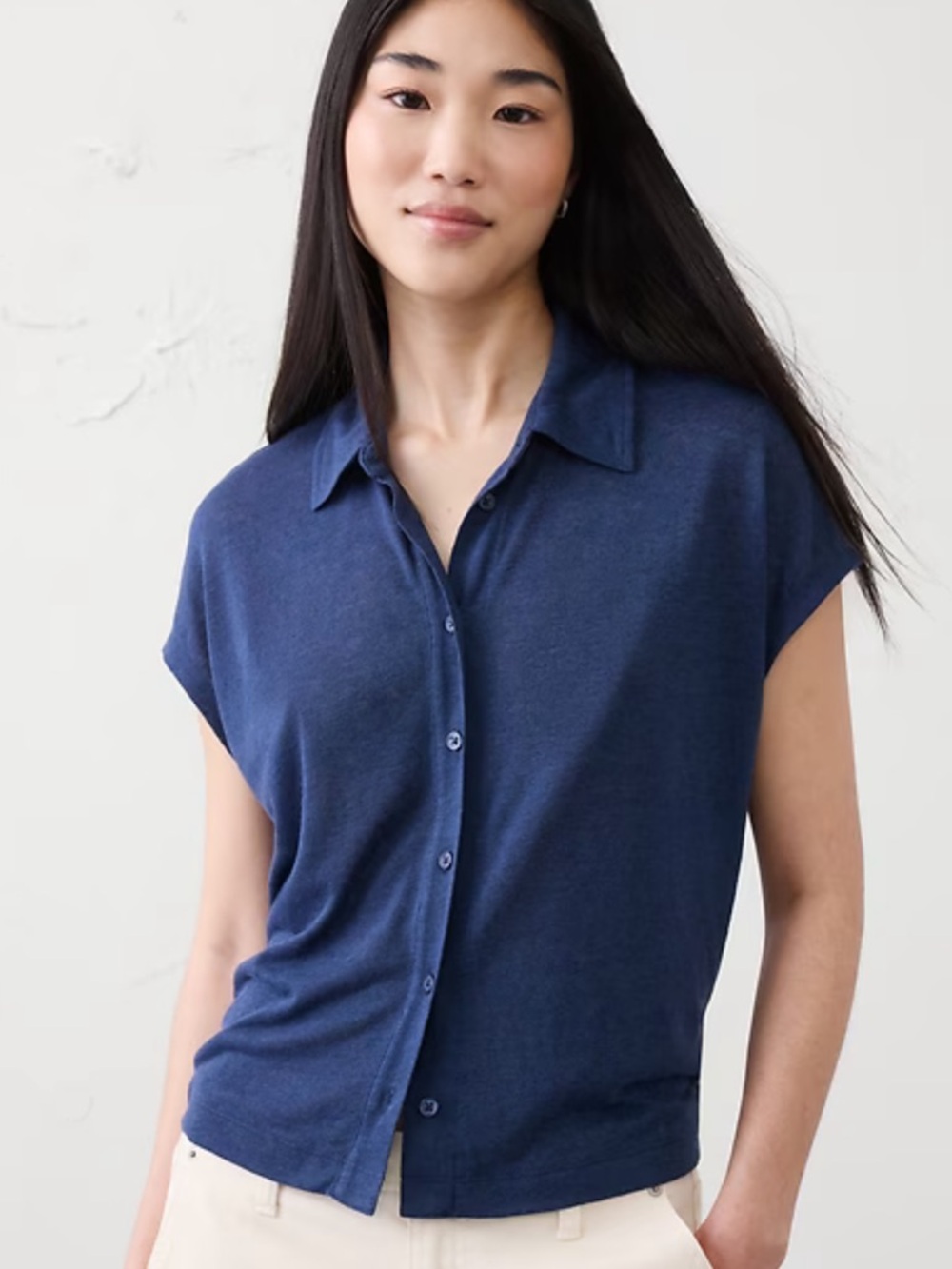 Banana Republic factory Navy Short Sleeve Button Front Shirt